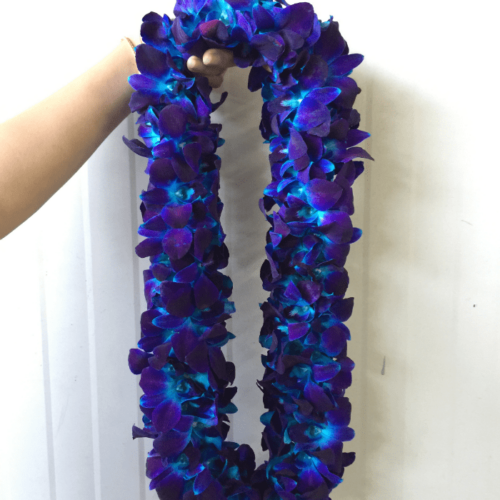 Double Sonia Dyed Blue Lei