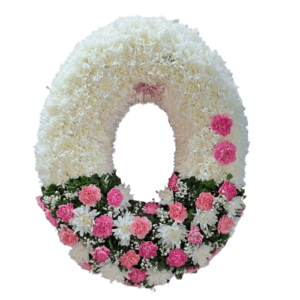 พวงหรีดสีขมพูขาว